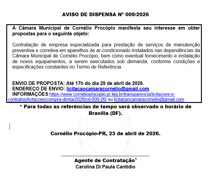Aviso CD 009/26